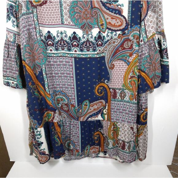 Entro Paisley Patchwork Long Sleeve Dress size Large - Picture 8 of 11
